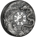 2019 Dragon & Phoenix 2oz Antiqued Silver Coin