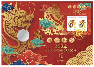 2024 Australia 50c Coin New Year Lunar Dragon Impressions Prestige 888 PNC