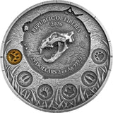 2026 Republic of Liberia Megafauna: Cave Lion 25 Dollars 2oz Silver BU Ultra High Relief