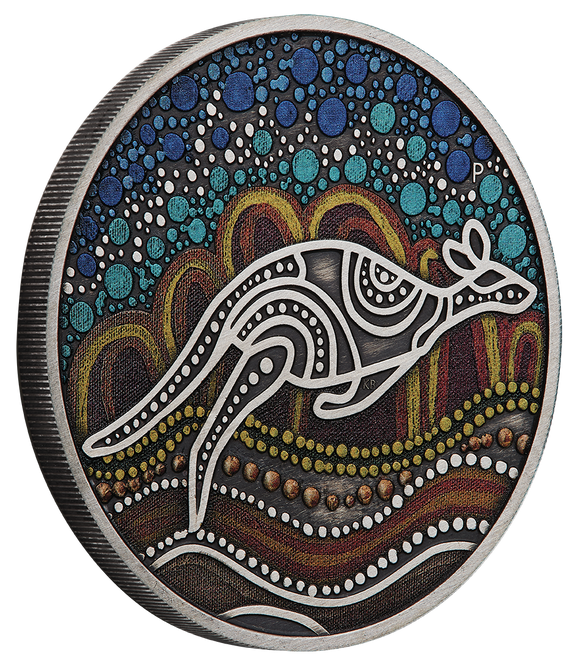 2023 Kangaroo Yongka 2oz Silver Antiqued Coloured Coin