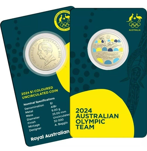 Australian Olympic Team 2024 $1 Coloured Al-Br Uncirculated Coin