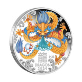 2024 Australian Lunar Series III Year of the Dragon 1/2oz Silver Coloured Coin