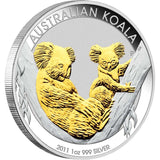 2011 Gilded Koala 1oz Silver Coin