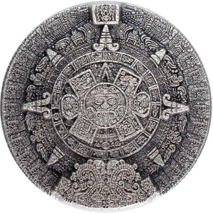 Aztec Sun Stone 2oz Silver Stacker Round