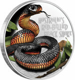 2022 Deadly & Dangerous Red-Bellied Black Snake 1oz Silver Proof Coin