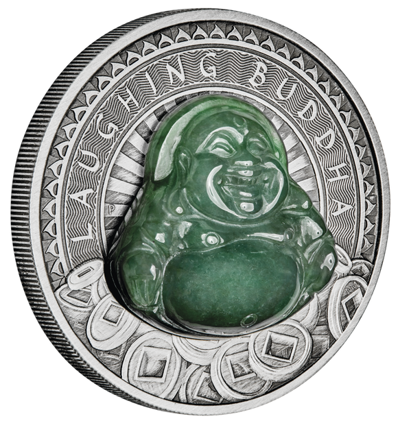 2019 Laughing Buddha 1oz Silver Antiqued Coin