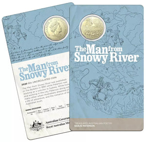 2020 50c Banjo Paterson Uncirculated Coin on Card - The Man from Snowy River