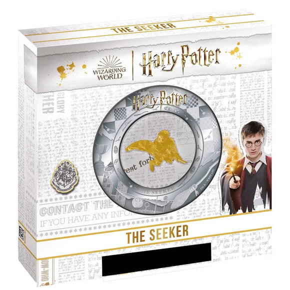 2022 Harry Potter The Seeker $5 2oz Silver Proof Coin 24k Gold Inlay