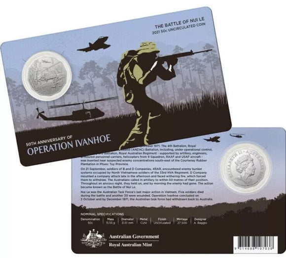 2021 50c Operation Ivanhoe The Battle of Nui L Uncirculated Coin