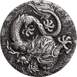 2022 Chinese Myths and Legends Dragon 2oz Silver Antiqued Coin