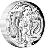 2018 $2 Dragon & Tiger 2oz Silver Proof High Relief Coin