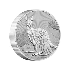 2023 Mother and Baby Kangaroo 2oz Silver Piedfort Coin