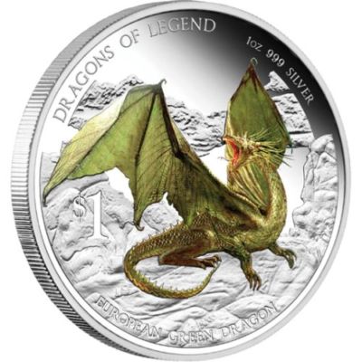 2013 Dragons of Legend - European Green Dragon 1oz Silver Proof Coin