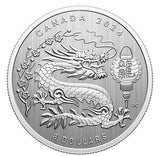 Canada 2024 Lunar Year of The Dragon 1/4oz Fine Silver $8 Coin in Card