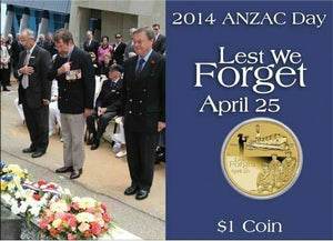 Anzac Day 2014 $1 Coin in Card