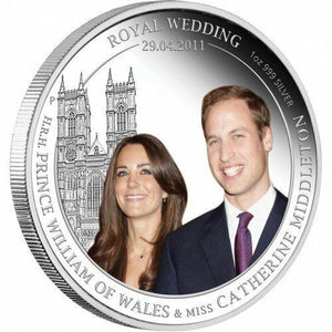 2011 $1 Royal Wedding 1oz Silver Coloured Proof Coin