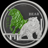 2026 $1 BULL AND BEAR Rhodimension 2 x 1oz Silver Coins Ascension Island