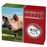 2019 1oz Silver Coloured Year of  the Pig Proof Coin