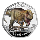 Tyrannosaurus 2024 UK 50p Silver Proof Colour Coin