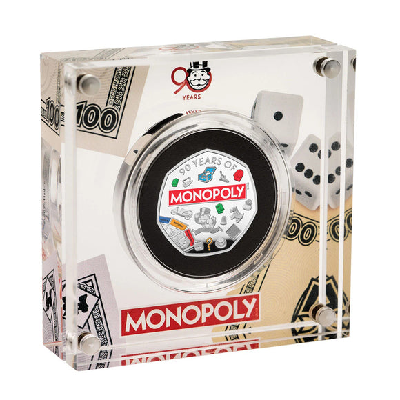Monopoly 2025 UK 50p Silver Proof Colour Coin