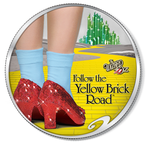 2017 The Wizard of Oz Ruby Slippers 1oz Silver Coin with 13 Genuine Swarovski Crystals