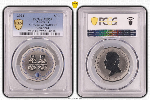 2024 50th Anniversary NAIDOC 50c Coloured Coin MS69