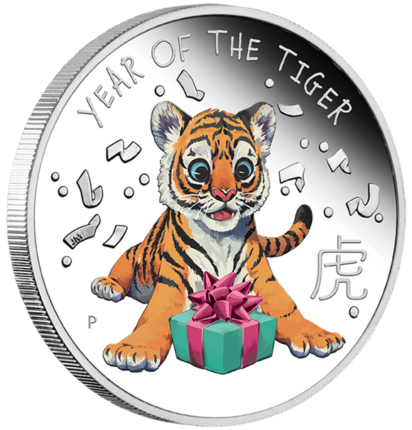 2022 Baby Tiger 1/2oz Silver Proof Coloured Coin