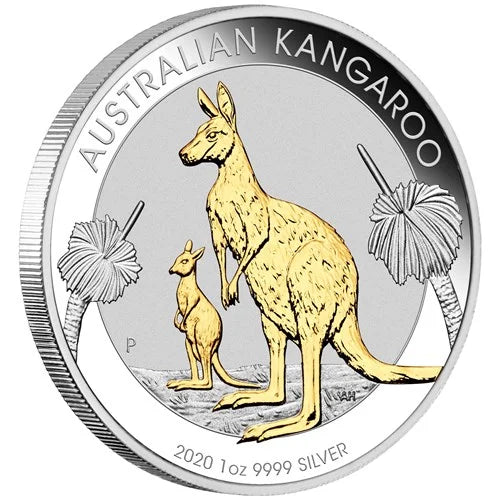 2020 1oz Silver Gilded Kangaroo Coin