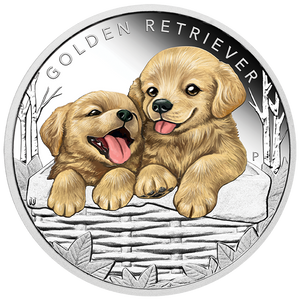 2018 Puppies Golden Retriever 1/2oz Silver Proof Coin