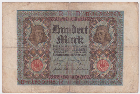1920 Germany 100 Mark VG