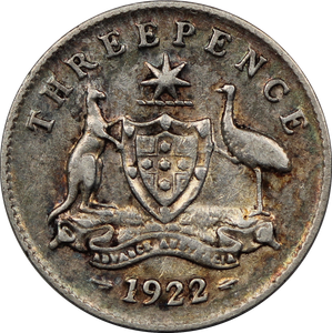 1922 Threepence good Fine