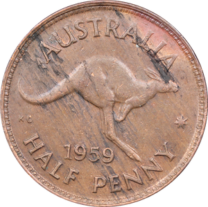 1959 Halfpenny Minor Planchet Flaw EF