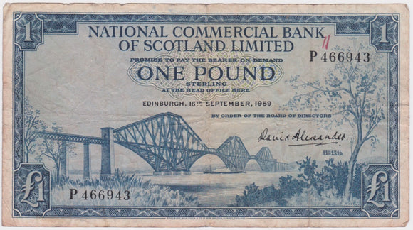 1959 National Commercial Bank of Scotland One Pound Fine