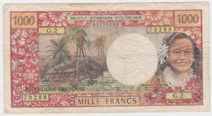 1971-1985 (No date) Tahiti 1000 Francs gFine
