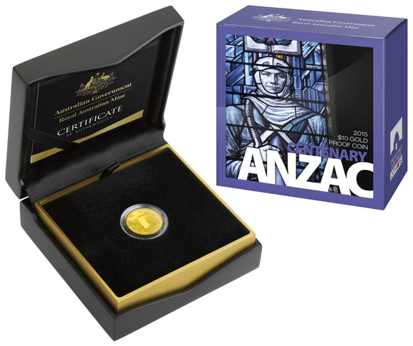 2015 1/10oz Gold Proof - ANZAC Centenary $10 Coin