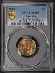 2015 $2 Red Lest We Forget MS65