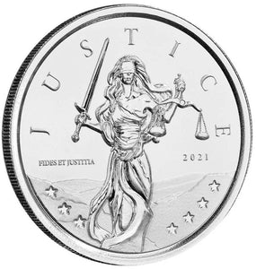 2021 Gibraltar Lady Justice 1oz Silver Coin