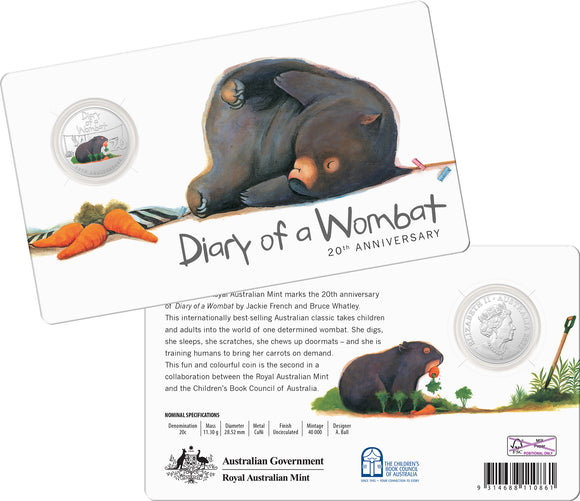 2022 20th Anniversary of Diary of a Wombat 20c Coin