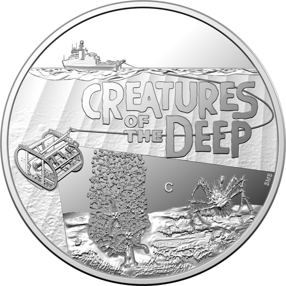 2023 Creatures of the Deep $1 Fine Silver ‘C’ Mintmark Proof Coin