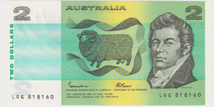 $2 1985 Johnston/Fraser Last Prefix UNC