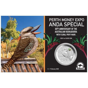 2020 Perth ANDA 30th Anniversary Kookaburra 1oz Kangaroo Paw Privy Mark