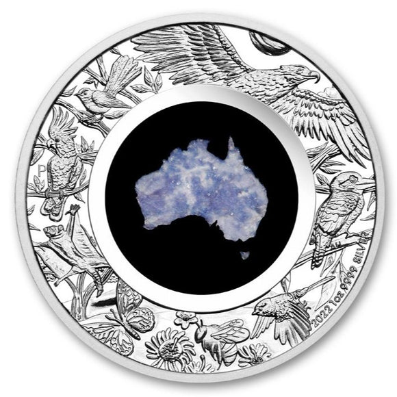 2022 Great Southern Land 1oz Silver Proof Blue Lepidolite Coin