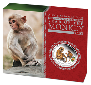 2016 1/2oz Silver Year of the Monkey Coloured Proof Coin