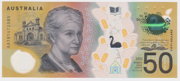 $50 2018 Lowe/Fraser First Prefix UNC