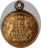 German States Free Hanseatic City of Hamburg 1877 Gold 5 Mark Fine (Mounted)