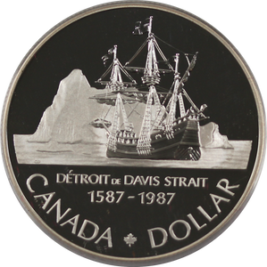 Canada 1987 Detroit de Davis Strait Silver Dollar Coin