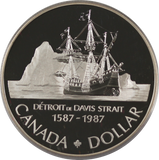 Canada 1987 Detroit de Davis Strait Silver Dollar Coin