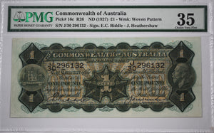One Pound 1927 Riddle/Heathershaw gVF (Choice VF 35)