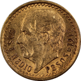 Mexico 1919 2.5 Pesos Gold Coin aEF