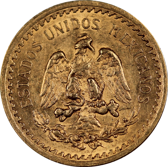 Mexico 1919 2.5 Pesos Gold Coin aEF